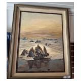 SIGNED OCEAN SCENE ON CANVAS SIGNED OCEAN SCENE ON CANVAS