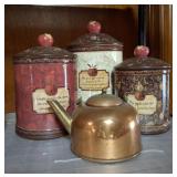 COPPER KETTLE, CANISTER SET COPPER KETTLE, CANISTER SET