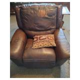 LEATHER STYLE RECLINER, SHOWS WEAR LEATHER STYLE RECLINER, SHOWS WEAR