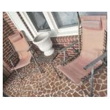PAIR OF PATIO CHAIRS AND TABLE W/ PLANTER PAIR OF PATIO CHAIRS AND TABLE W/ PLANTER