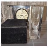 BULOVA DESK CLOCK, PAPER WEIGHTS BULOVA DESK CLOCK, PAPER WEIGHTS