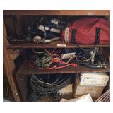 CONTENTS OF SHELF, GREASE GUN, WIRE, HOSES, MISC CONTENTS OF SHELF, GREASE GUN, WIRE, HOSES, MISC
