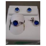 MARKED 925 RING, CHARM AND EARRINGS