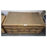 WICKER/RATTAN 4 DRAWER 1 DOOR LIFT TOP TRUNK