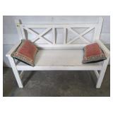 WOODEN BENCH W/ DECORATIVE PILLOWS