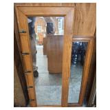2 WOOD FRAME MIRRORS-ONE WITH COAT HOOKS