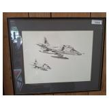 FRAMED MILITARY AIRCRAFT PRINT, SIGNED/NUMBERED