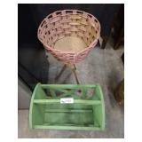 PAINTED WOODEN MAGAZINE RACK, SPLIT OAK PLANT STAN
