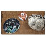 ORIENTAL THEMED PLATE, BOWL, GINGER JAR