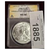 GRADED 1986 S AMERICAN SILVER EAGLE