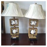 PR SHELL/RATTAN TABLE LAMPS