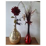 2 VASES W/ ARTIFICIAL DECOR