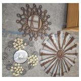 2 DECORATIVE MIRRORS, WINDMILL WALL ART
