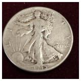 1945 WALKING LIBERTY SILVER HALF DOLLAR