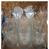 ETCHED TUMBLERS, TEA CUPS