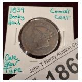 1839 CORONET CENT