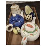 ASSORTED TEA POTS AND DECOR