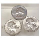 3 WASHINGTON SILVER QUARTERS