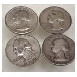 4 WASHINGTON SILVER QUARTERS
