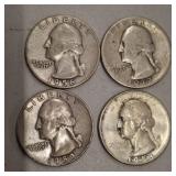 4 WASHINGTON SILVER QUARTERS