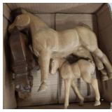 WOODEN POND HORSES, BULL DOG DECOR