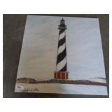 LIGHTHOUSE SCENE ON CANVAS-SIGNED