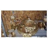 GOLD TONE MIRRORS AND BRASS WALL SCONCES