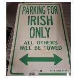 IRISH PARKING SIGN
