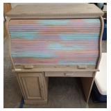 PAINTED ROLL TOP OAK DESK
