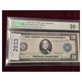 GRADED 1914 20$ SAN FRAN NOTE