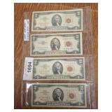 FOUR $2 RED SEALS, 1953