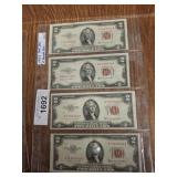 FOUR $2 RED SEALS, 1953