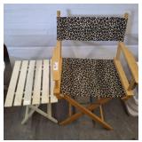 DIRECTOR STYLE CHAIR, FOLDING SIDE TABLE