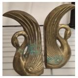 SWAN BRASS BOOK ENDS