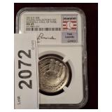 GRADED 2014 BASEBALL HOF SILVER DOLLAR