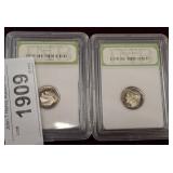 2 PIECE GRADED 1992 S, 1977 S ROOSEVELT DIMES
