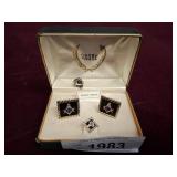 SWANK MASONIC CUFF LINKS AND TIE TACK
