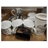 BLACK AND WHITE  TEA SET, MISC MINIATURES