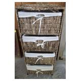 WICKER STORAGE CONTAINER W/ 4 BASKET DRAWERS