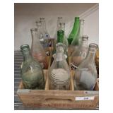 ADEAL WOODEN CRATE AND ANTIQUE BOTTLES