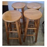 4 WOODEN BAR STOOLS