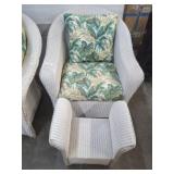 LLOYD LOOM WICKER CHAIR, STOOL/OTTOMAN