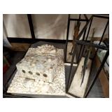 SHELL DECOR MIRROR, TISSUE HOLDER, MISC