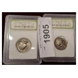 1970 S AND 1976 P GRADED WASHINGTON QUARTERS