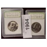 2 1981 GRADED KENNEDY HALF DOLLARS