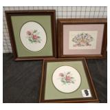 3 FRAMED NEEDLEPOINTS 12IN