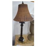 PALM LAMP W/ WICKER SHADE