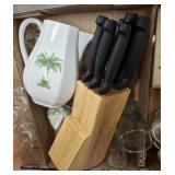 KNIFE BLOCK, COKE GLASSES, MISC