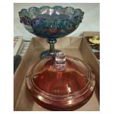 FOOTED COVERED CANDY, CARNIVAL COMPOTE