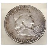 1951  FRANKLIN SILVER HALF DOLLAR